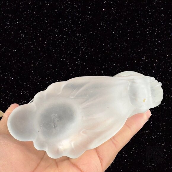 1980s Clear Art Glass Bird Duck Sculpture Figure On Frosted Bottom W Bubbles - Picture 4 of 10